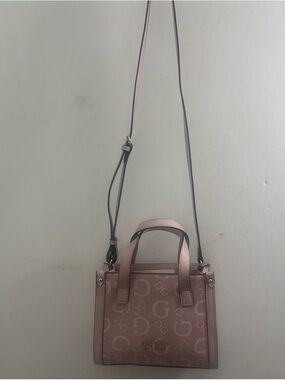Guess Pink Logo-Print Mini Crossbody Tote